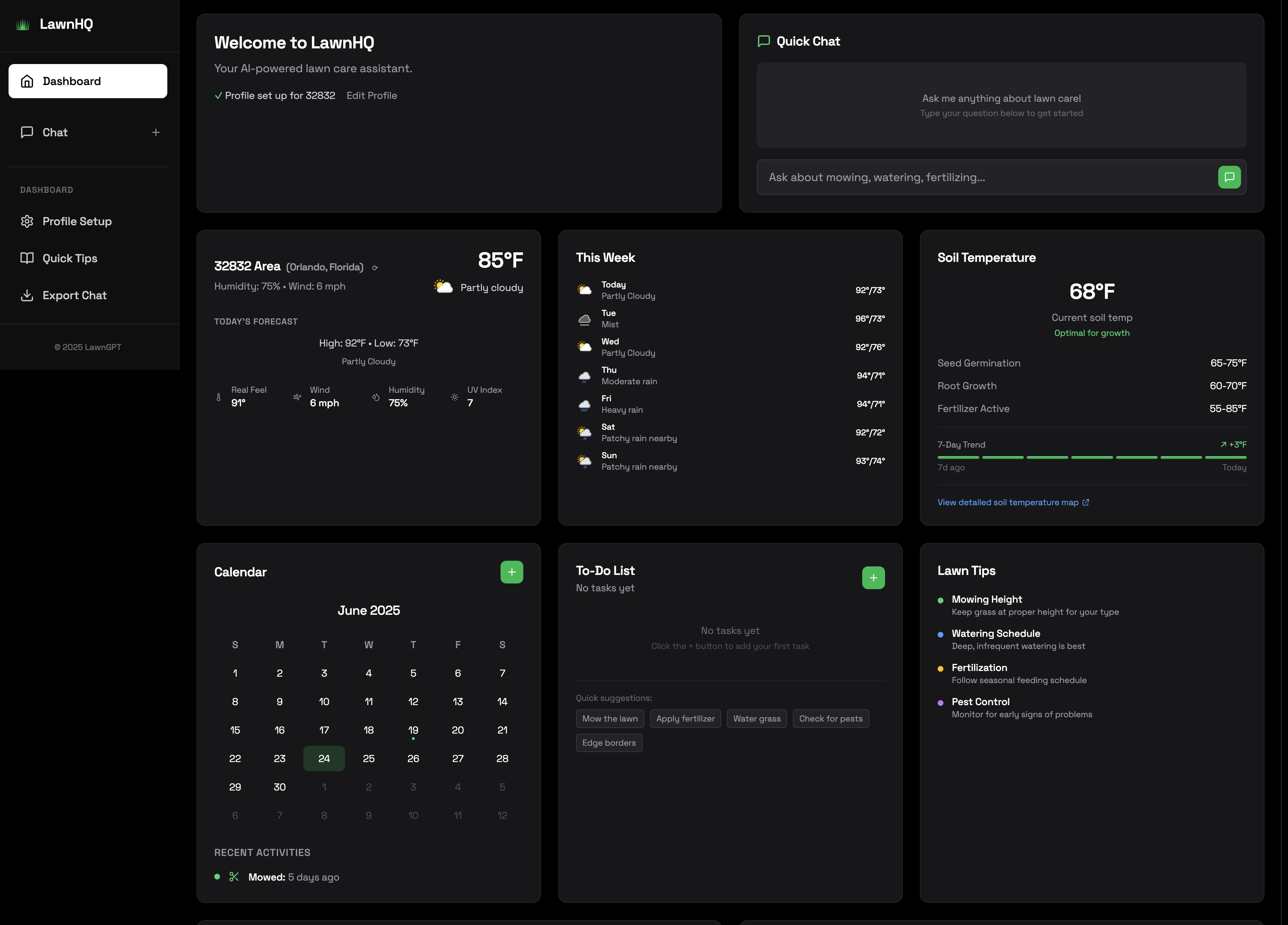 LawnHQ Dashboard Preview